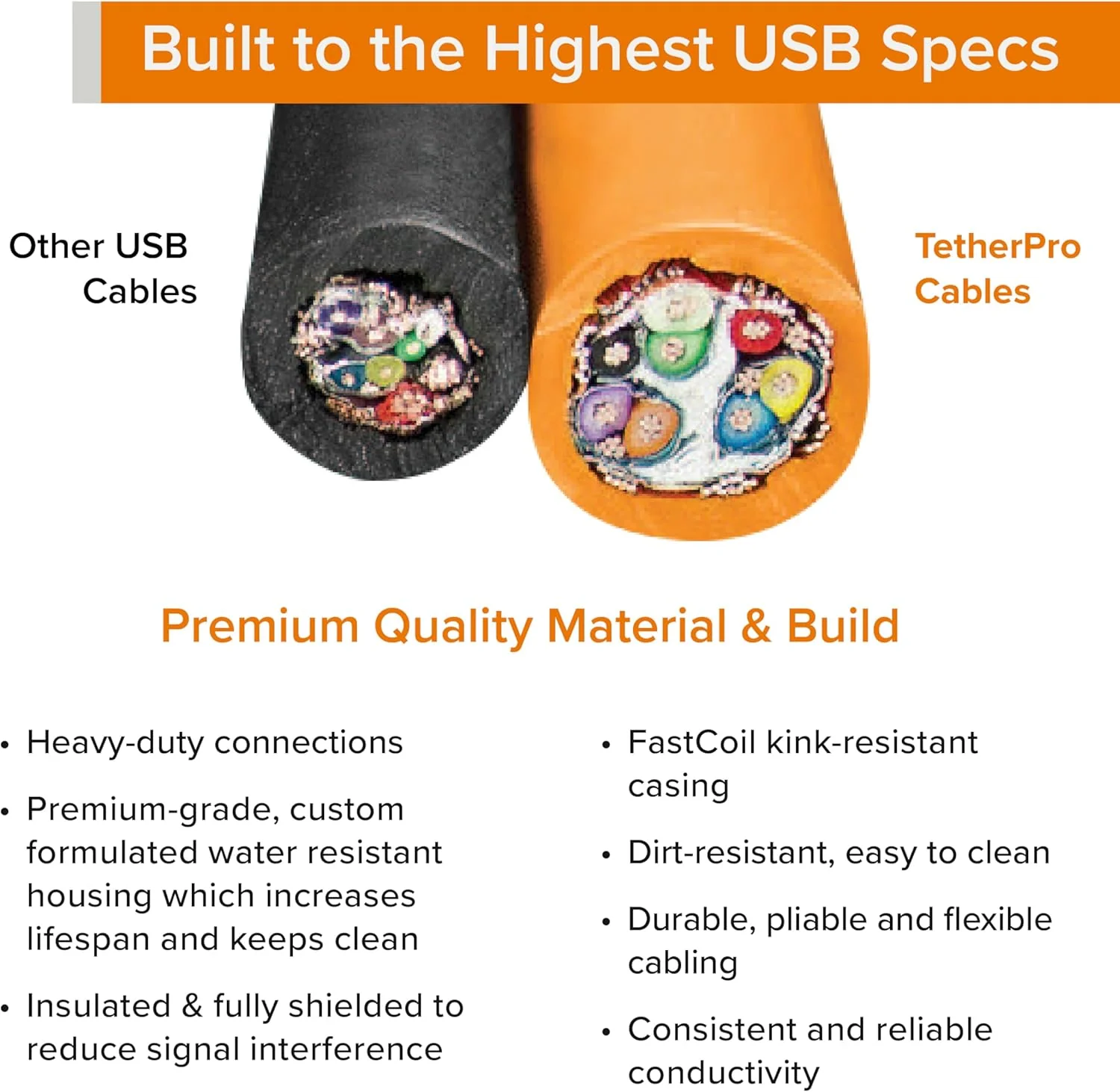 Cable USB 2.0 a USB Micro-B de 5 pines Tether Tools TetherPro, para transferencia rápida entre cámara y computadora 15 pies (4,6 m) - Imagen 4