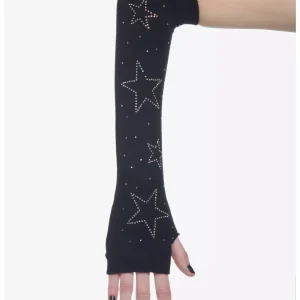 Calentadores de brazos con estrellas de diamantes de imitación negros