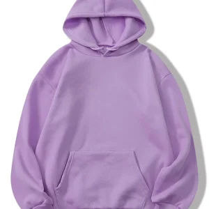 Capucha unicolor con bolsillo de canguro con forro térmico