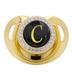 Chupete de bebé Bling letras iniciales