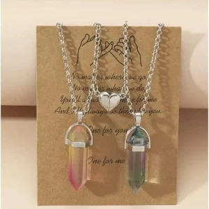 Colgantes 2 piezas / juego de succión magnética, cristal natural hexagonal para amigas