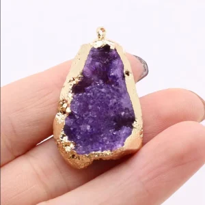 Colgantes de drusa de piedra Natural para mujer