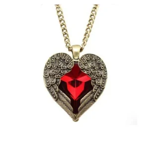 Collar con colgante de corazón de cristal rojo gótico vintage para mujer