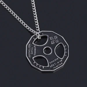 Collar con colgante redondo con estampado de letras de aleación, para hombres