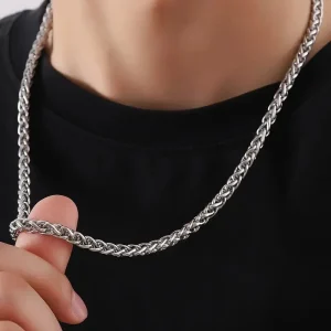 Collar  De Acero Inoxidable Minimalista De 6 Mm Para Hombres