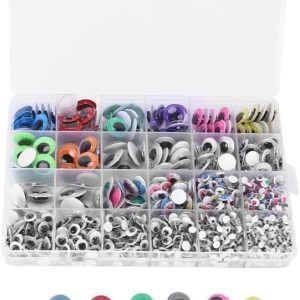 Coloridos ojos de elfo en caja de almacenamiento de tamaños diferentes para manualidades