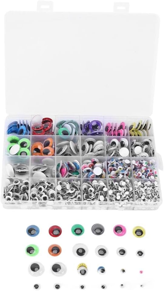 Coloridos ojos de elfo en caja de almacenamiento de tamaños diferentes para manualidades