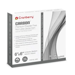 Cranberry CR8466 presa dental de carbono sin látex, sin polvo, aroma a menta 6 x 6, gris