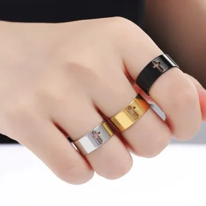 Cruz hueca-anillo de compromiso para hombre y mujer
