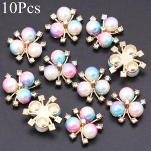 Shein 10 piezas Decoración de costura DIY con diamantes de imitación y perlas artificiales