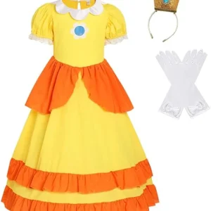 Disfraz de princesa Super Brothers de Dressy Daisy con corona y guantes para niñas