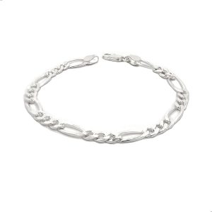 Esclava de plata ley .925 diseño de eslabon cubano figaro para Hombre