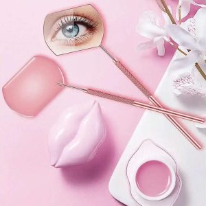 Espejo de pestañas portátil, 1 espejo de maquillaje de mano de acero inoxidable/espejo cosmético