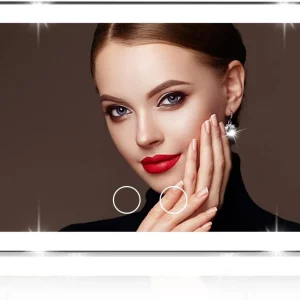 Espejo de tocador con visera solar para automóvil 3 modos de luz y 80 LED