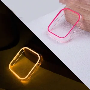 Estuche protector transparente con luz nocturna y cambio de color compatible con Apple Watch-45