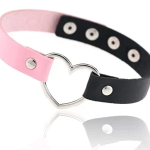 Collar De Corazón Rosa Negro Para Mujer, Gargantilla Punk