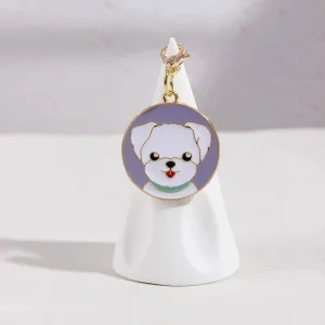 Etiqueta redonda para perro con diseño de Pomerania, multicolor, 1 pieza (collar no incluido)