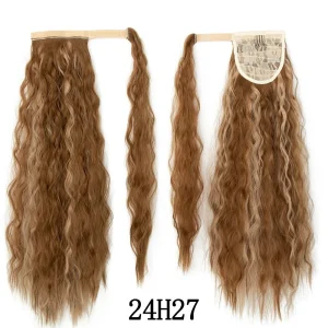 Extensiones de cabello Natural con cola de caballo sintética y rizado largo 22"