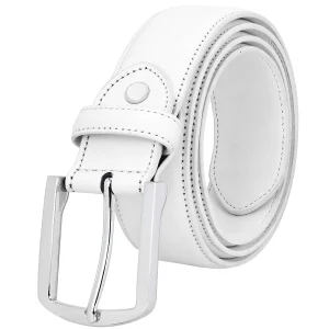 Falari Cinturón de vestir informal de cuero genuino para hombre con hebilla de una sola punta 9028