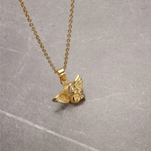 FEEL STYLE 1 pieza Collar de colgante de acero inoxidable dorado para hombre con pequeño ángel