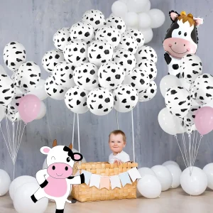 FEPITO 100 globos de vaca divertidos con estampado de vaca para fiestas infantiles