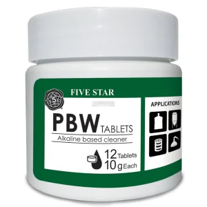 Five Star - Tabletas no cáusticas PBW - 1 estuche (12 x 12 frascos de tabletas)