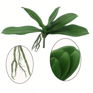 Flor de orquídea polilla verde Phalaenopsis artificial de 5 hojas, simulación realista