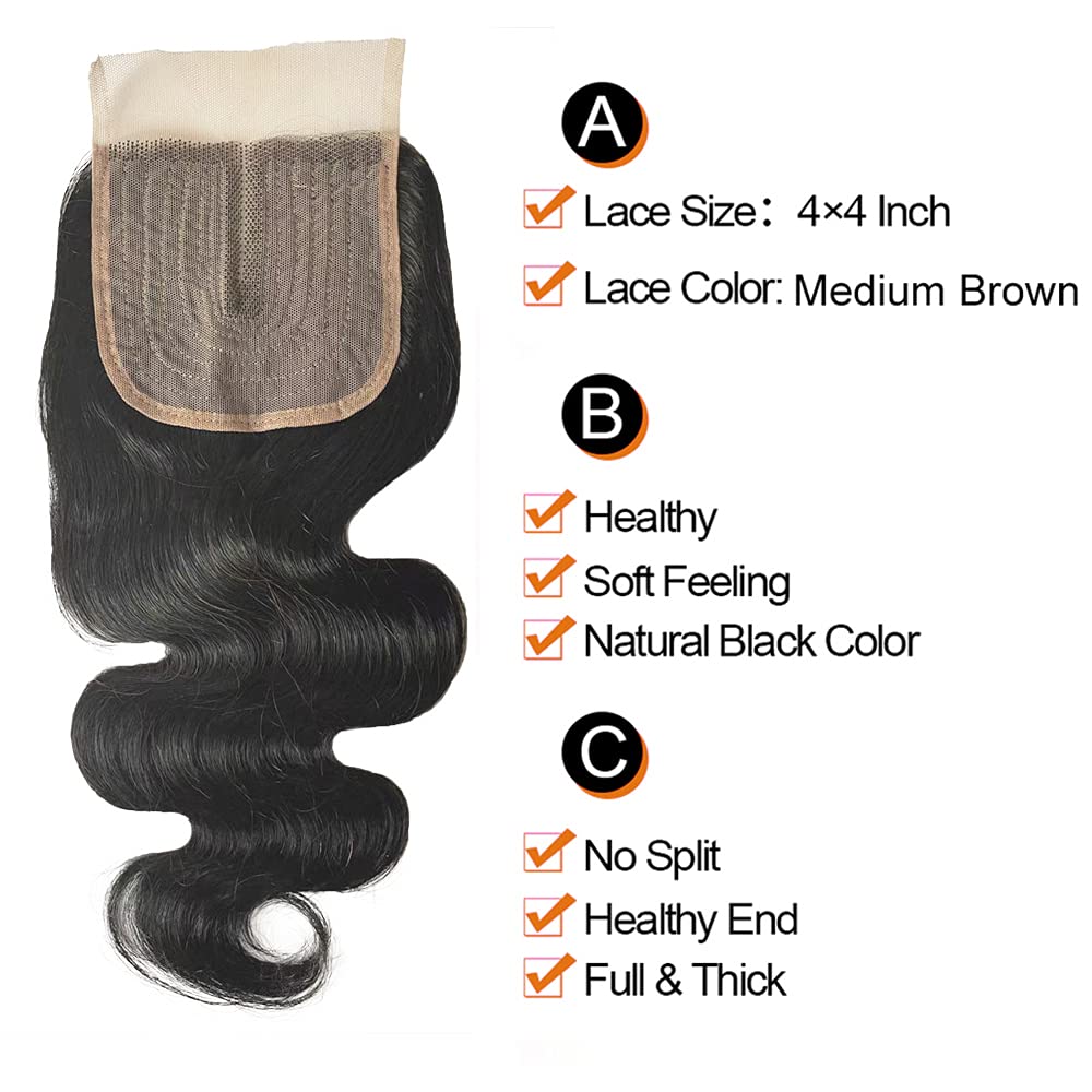 Frontal cabello humano ondulado 4x4 de 8 pulgadas parte media - Imagen 3