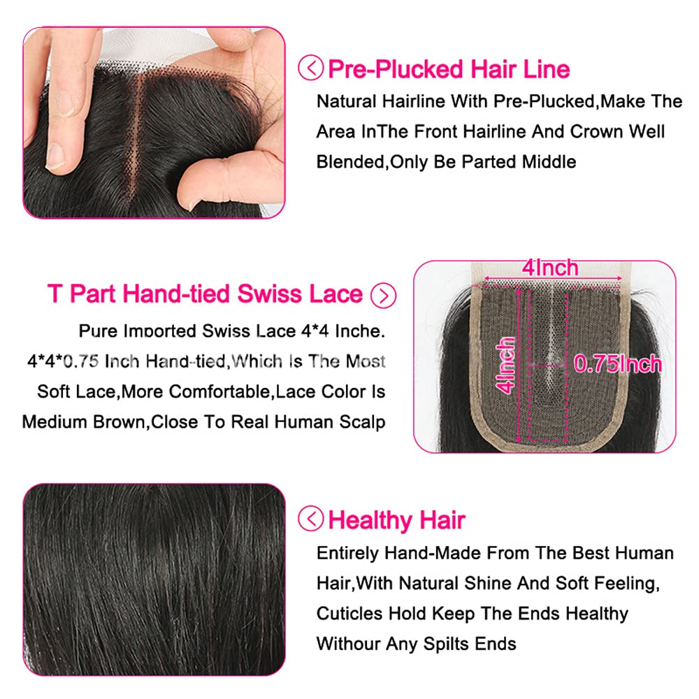 Frontal cabello humano ondulado 4x4 de 8 pulgadas parte media - Imagen 5