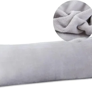 Funda de almohada de terciopelo gris, 24" x 54", no incluye relleno