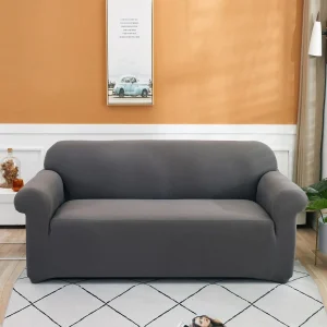 Funda de sofá elástica unicolor con 1 pieza funda de cojín