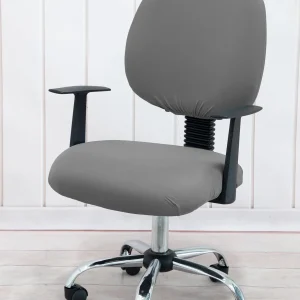 Funda para silla de oficina extraíble gris de 2 piezas, adecuada para oficina, estudio y hogar