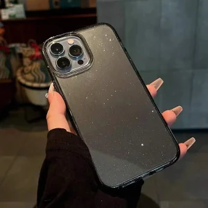 Funda transparente con purpurina para teléfono compatible con iPhone