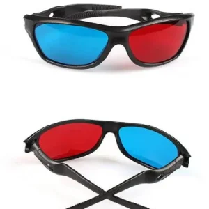 Gafas 3D rojas y azules universales, montura negra para juegos de películas.