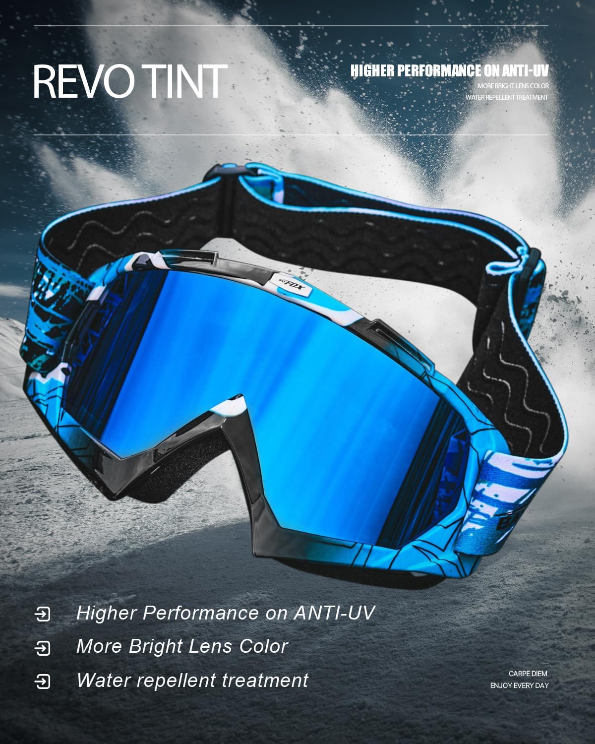Gafas de esquí OTG BATFOX para hombres, mujeres y jóvenes, gafas de snowboard, ultraligeras, antideslizantes - Imagen 2