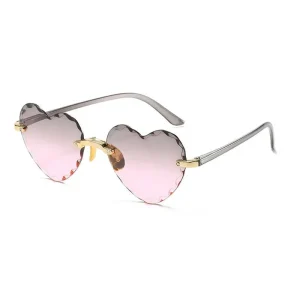 Gafas de sol con forma de corazón, olor rosa degradado, sin marco