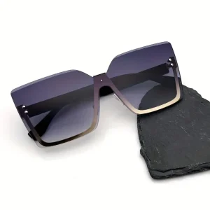 Gafas de sol cuadradas grandes sin montura para mujeres, degradada al aire libre