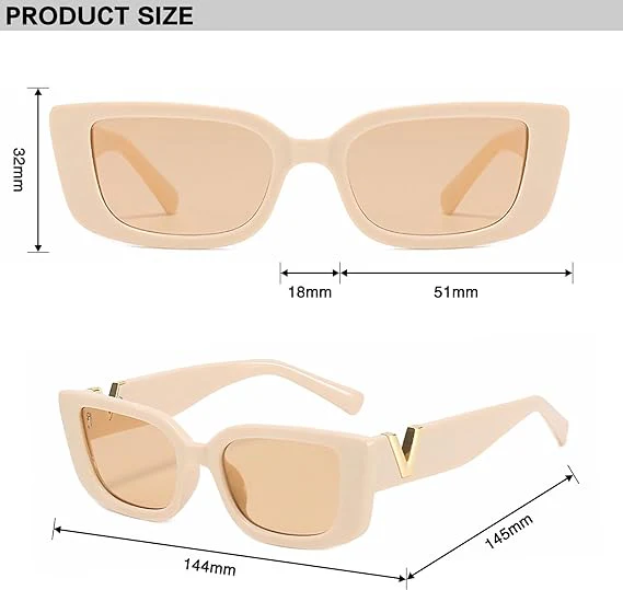 Gafas de sol rectangulares para mujer color beige - Imagen 5