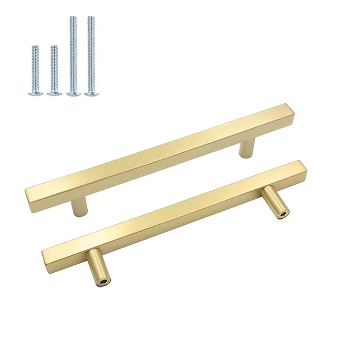 Goldenwarm LS1212GD160 - Pomos de latón cepillado para gabinetes (7 unidades)