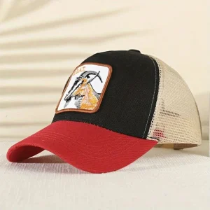 Gorra de béisbol bordada de cabra Gorra con visera de animal de malla de verano