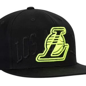 Gorra snapback ajustable de neón ultra tonal negra de Mitchell & Ness de Los Angeles Lakers