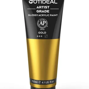GOTIDEAL - Juego de pinturas acrílicas, tubos de 4.1 oz (120 ml), color gold trasparente