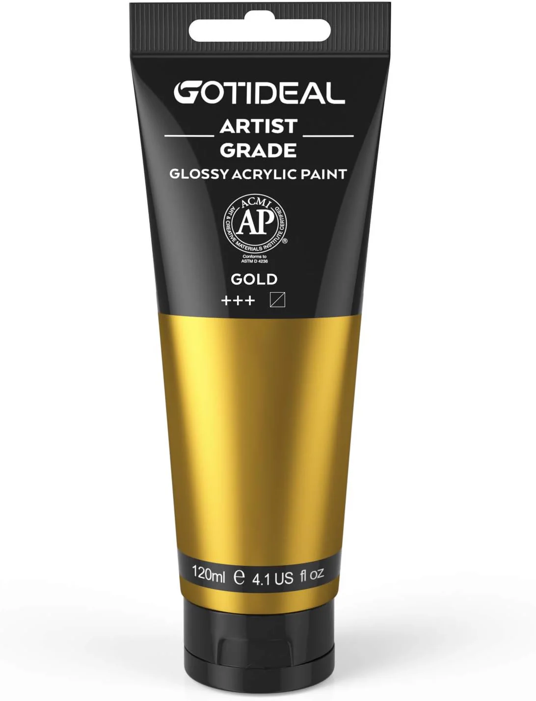GOTIDEAL - Juego de pinturas acrílicas, tubos de 4.1 oz (120 ml), color gold trasparente