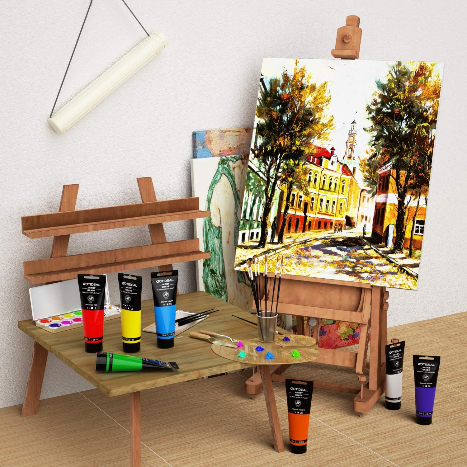 GOTIDEAL - Juego de pinturas acrílicas, tubos de 4.1 oz (120 ml), color gold trasparente - Imagen 4