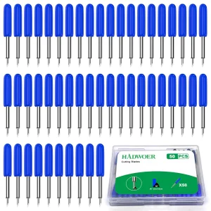 Hadwoer 50 cuchillas de repuesto de corte profundo de 60 grados compatibles con Cricut