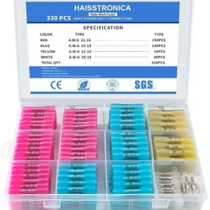 haisstronica 330 conectores termorretráctiles, kit de conectores de alambre impermeables