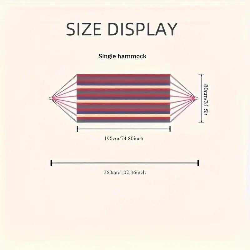 Hamaca de Lona a Rayas Azules y Verdes Grande y Portátil con Cuerdas para Colgar - Imagen 4