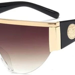 HAOMAO Hombres Mujeres Gafas de Sol de Metal de Medio Marco