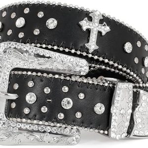 JASGOOD Cinturón con diamantes de imitación para hombres y mujeres.