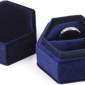 Joyero hexagonal vintage caja de terciopelo